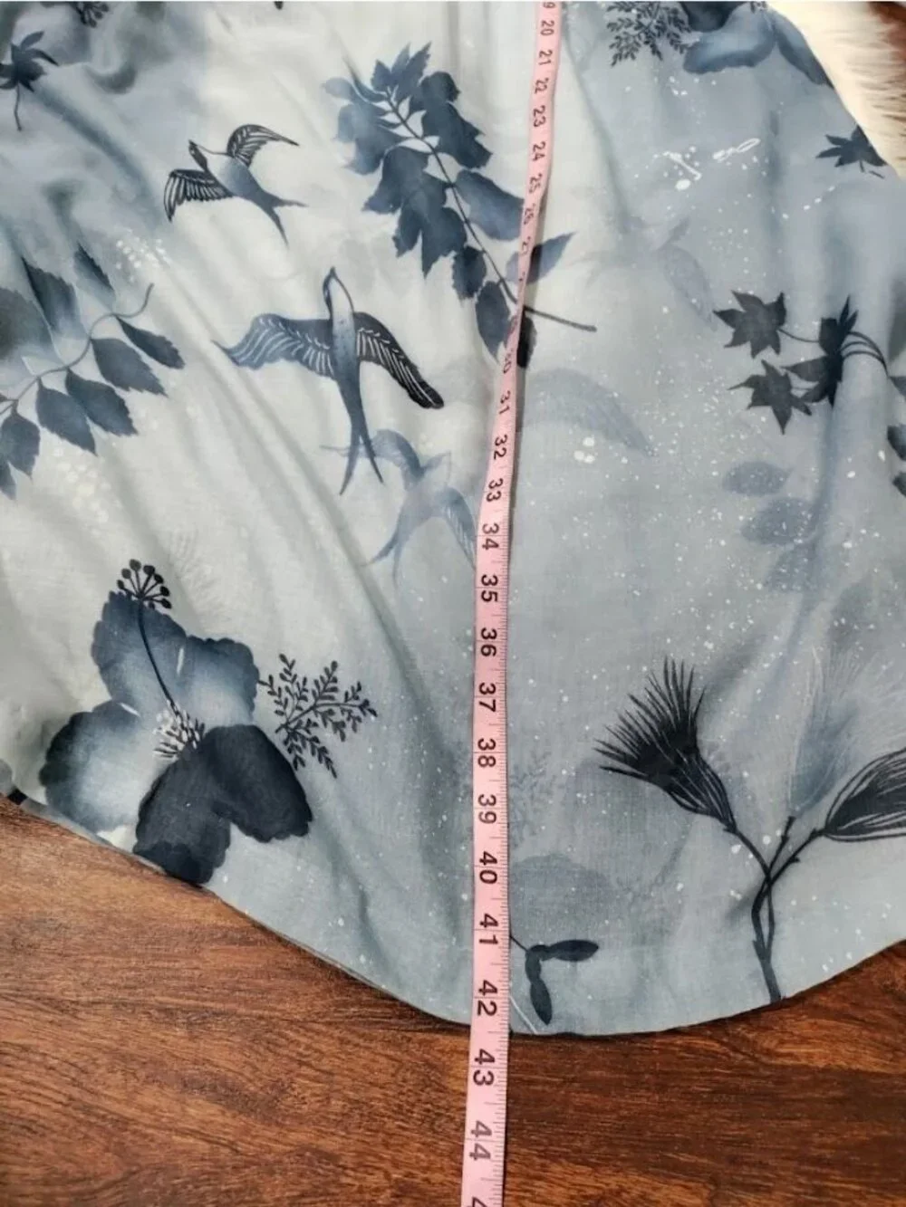 VTG 60's Petites By Penny Young Floral Bird Print Midi Dress Blue Womens Size 10 - Picture 9 of 15